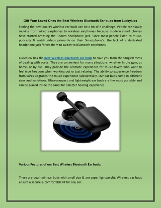 Gift Your Loved Ones the Best Wireless Bluetooth Ear buds from Luckyluxx