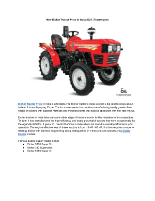 New Eicher Tractor Price in India 2021 | Tractorgyan