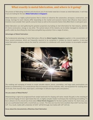 What exactly is metal fabrication, and where is it going