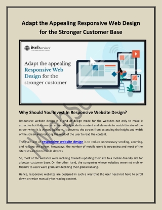 Adapt the Appealing Responsive Web Design for the Stronger Customer Base