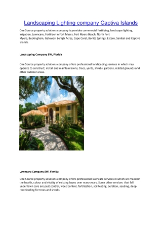 Landscaping Lighting company Captiva Islands