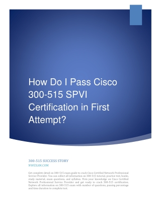 How Do I Pass Cisco 300-515 SPVI Certification in First Attempt?