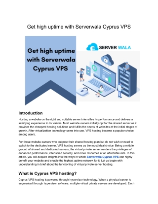 Get high uptime with Serverwala's Cyprus VPS