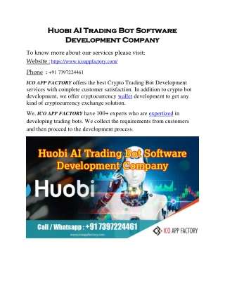 Huobi AI Trading Bot Software Development Company