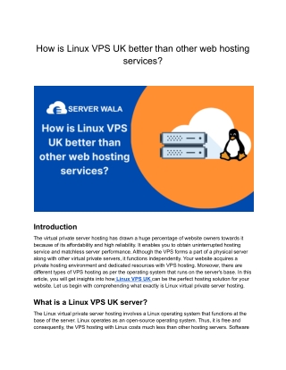 How is Linux VPS UK better than other web hosting services