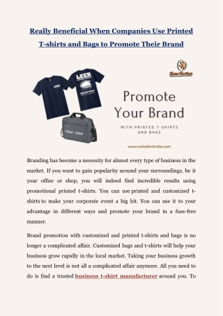 Companies Use Printed T-shirts and Bags to Promote Brand