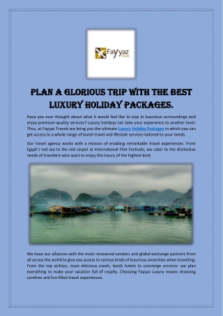 Plan a Glorious Trip with the Best Luxury Holiday Packages