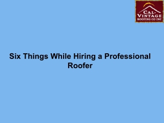 Six Things While Hiring a Professional Roofer