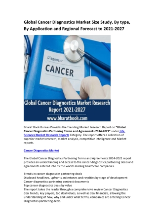 Global Cancer Diagnostics Market Research Report 2021-2027
