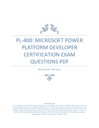 PL-400: Microsoft Power Platform Developer Certification Exam Questions PDF