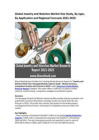 Global Jewelry and Watches Market Research Report 2021-2025