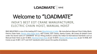 Wire Rope Hoists Manufacturers | Loadmate.in