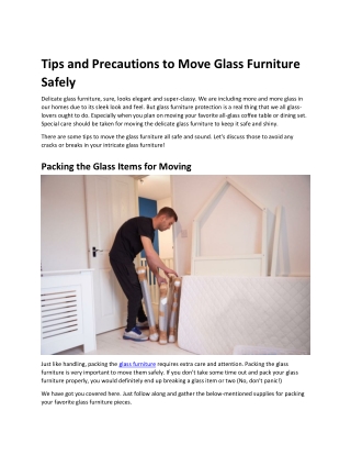 Tips And Precautions To Move Glass Furniture Safely