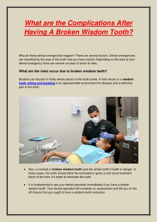 What are the Complications After Having A Broken Wisdom Tooth