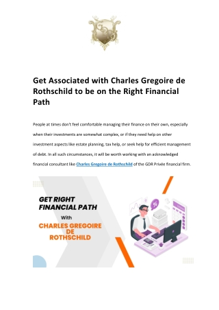 Get Associated with Charles Gregoire de Rothschild to be on the Right Financial