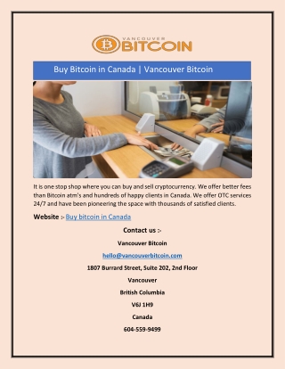 Buy Bitcoin in Canada | Vancouver Bitcoin