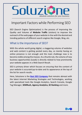 Important Factors while Performing SEO