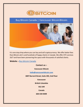 Buy Bitcoin Canada | Vancouver Bitcoin