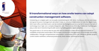 10 transformational ways on how onsite teams can adopt  construction management