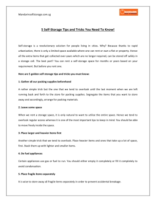 Self-Storage Tips and Tricks You Need to Know!