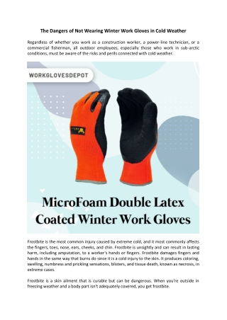 The Dangers of Not Wearing Winter Work Gloves in Cold Weather