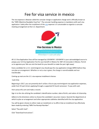 Fee for visa service in mexico