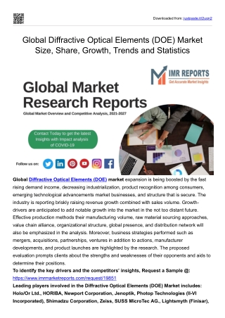 Global Diffractive Optical Elements (DOE) Market Forecast To 2027