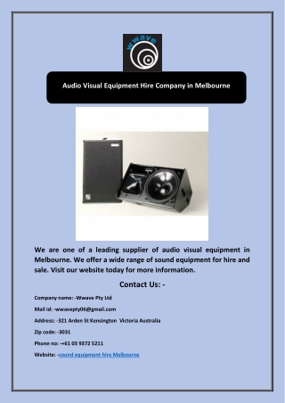 Audio Visual Equipment Hire Company in Melbourne