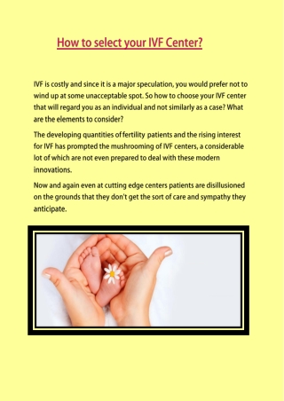 How to select your IVF Center