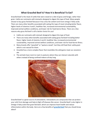 What Grassfed Beef Is? How It Is Beneficial To Eat?