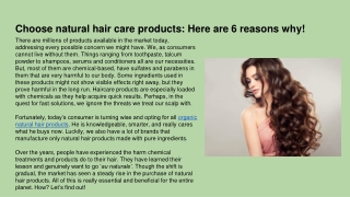 Choose natural hair care products: Here are 6 reasons why!