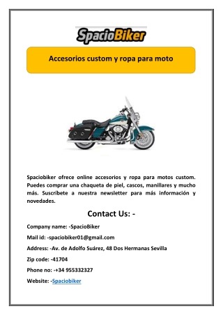 Accesorios custom y ropa para moto