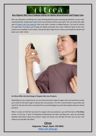 Buy Organic Skin Care Products Online for Better Nourishment and Proper Care