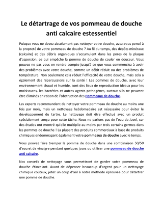 pommeau de douche anti calcaire