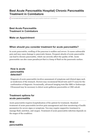 Acute Hemorrhagic Pancreatitis Treatment Cost in Coimbatore