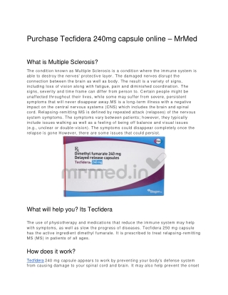 Purchase Tecfidera 240mg capsule online – MrMed