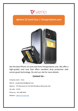 Iphone 12 Card Case | Venaproducts.com