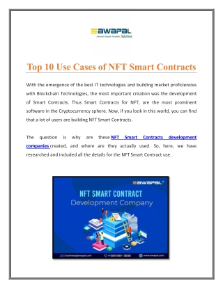 Top 10 Use Cases of NFT Smart Contracts