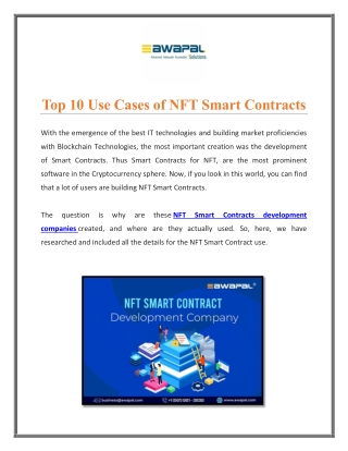Top 10 Use Cases of NFT Smart Contracts