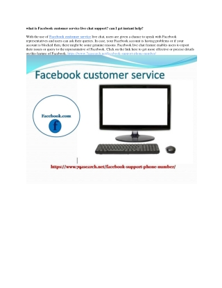 What is Facebook customer service live chat support? Can I get instant help?
