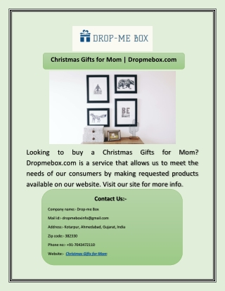 Christmas Gifts for Mom | Dropmebox.com