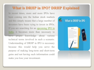 What is DRHP in IPO DRHP Explained