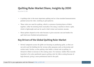 Quilting Ruler Market Share, Insights by 2030