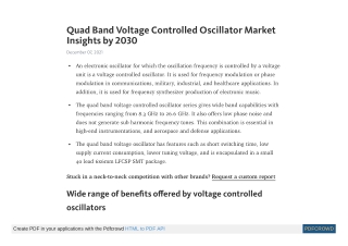 Quad Band Voltage Controlled Oscillator Market Insights by 2030