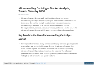 Microneedling Cartridges Market Analysis, Trends, Share by 2030