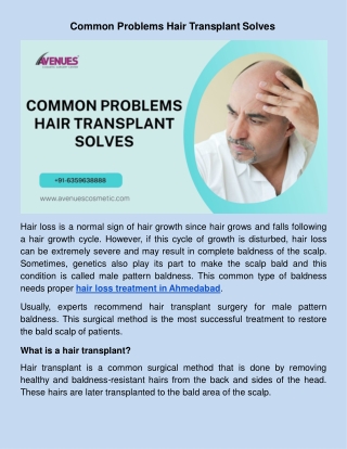Common Problems Hair Transplant Solves