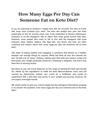 How Many Eggs Per Day Can Someone Eat on Keto Diet?