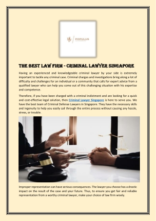 The Best Law Firm - Criminal Lawyer Singapore