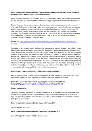 Smart Education Infrastructure Market Players to Witness Exponential Growth