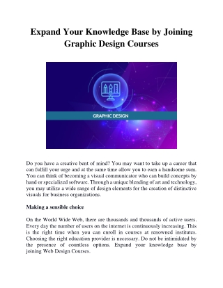 Expand Your Knowledge Base by Joining Graphic Design Courses